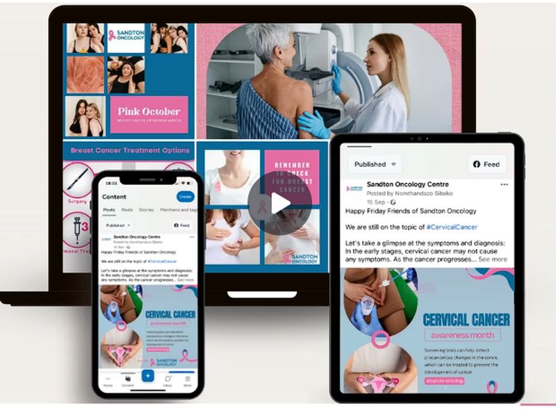 Sandton Oncology comprehensive cancer care social media content by Ulwandle